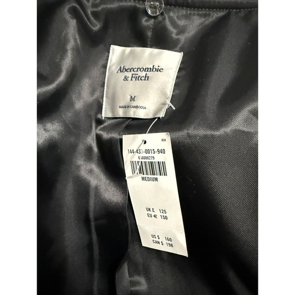 Abercrombie Fitch Women's Gray Herringbone Button Front Collarless Jacket Medium - Picture 5 of 6